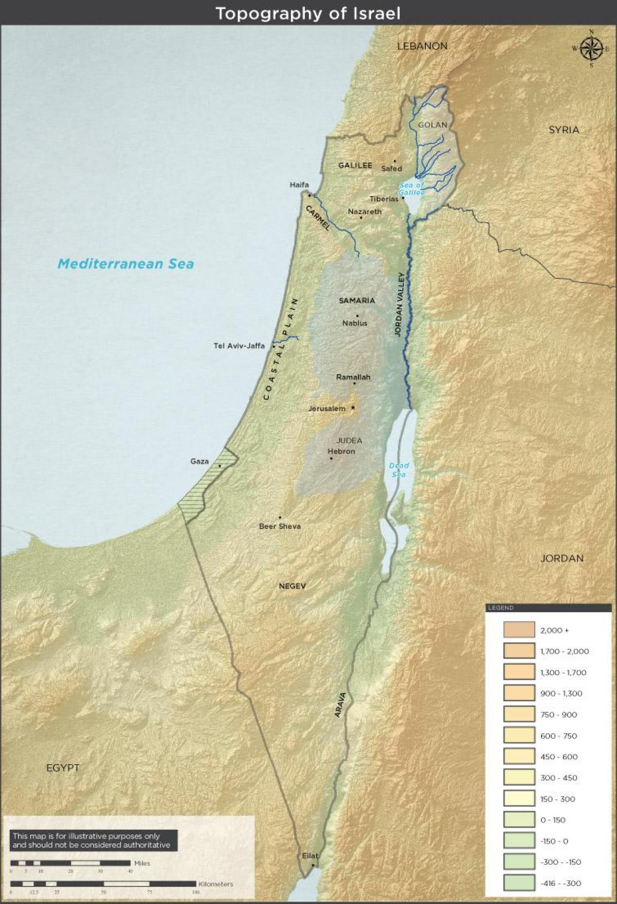 イスラエルの地形図