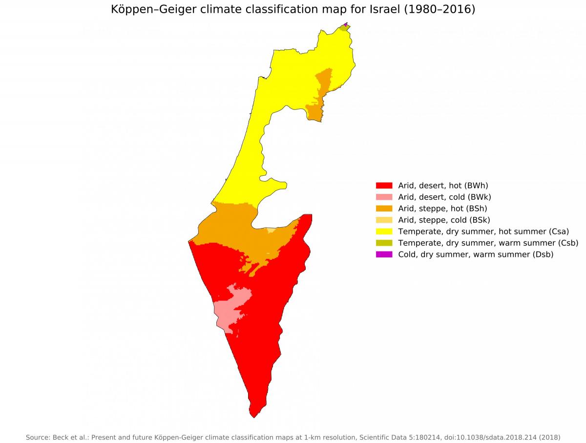 イスラエルの気温マップ
