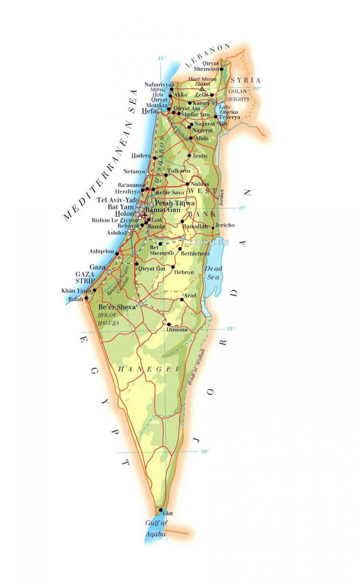 イスラエルの地形図