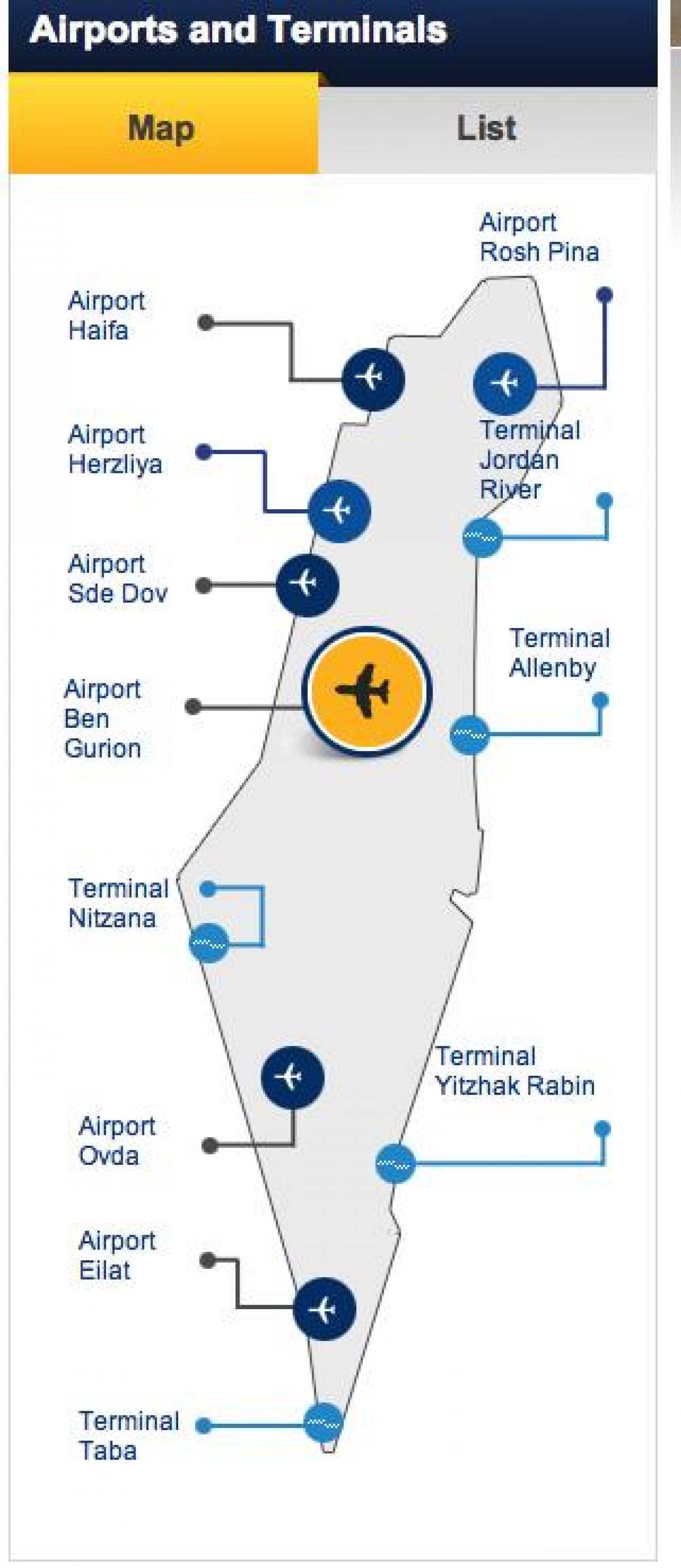 イスラエルの空港の地図