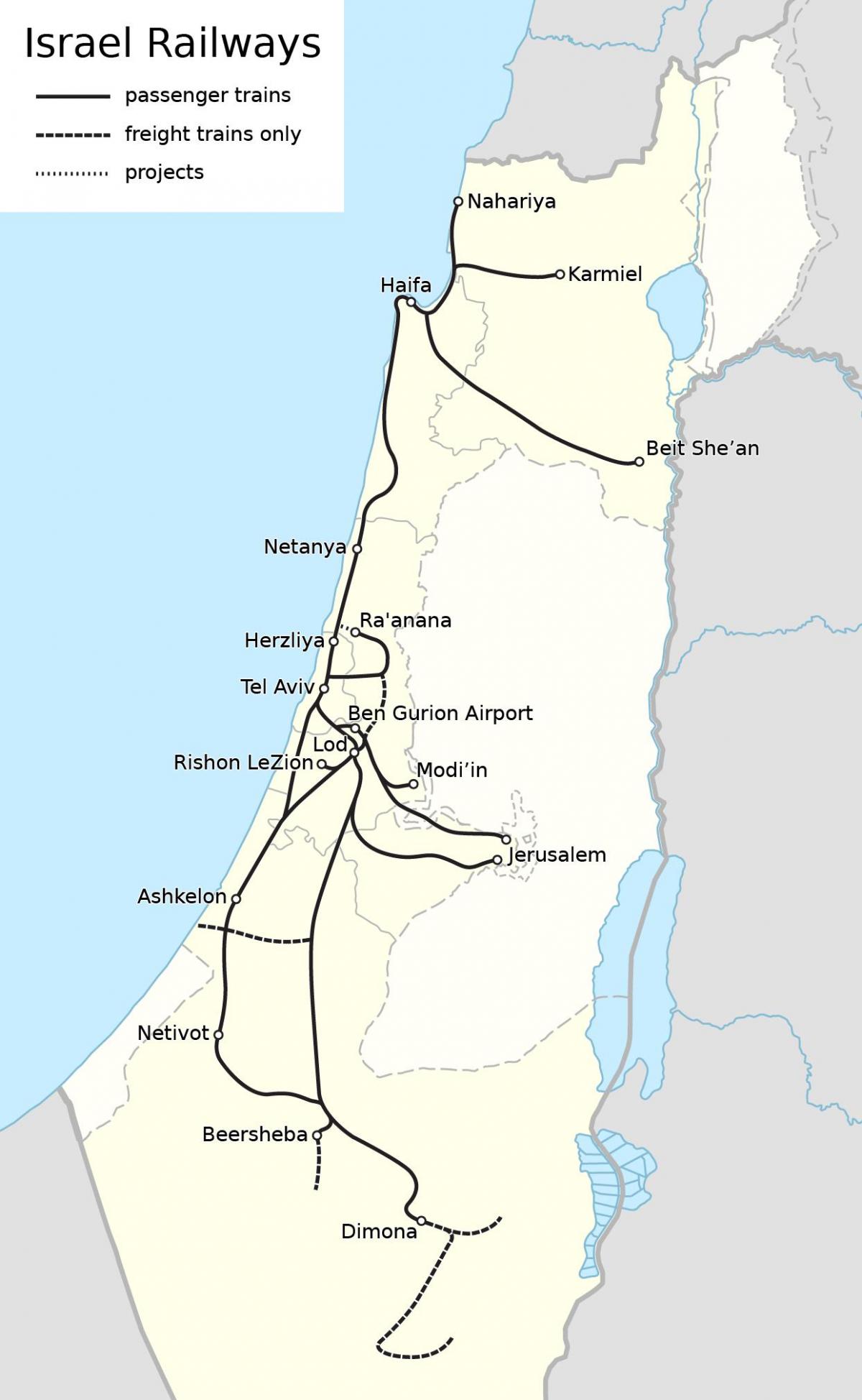 イスラエルの鉄道路線図