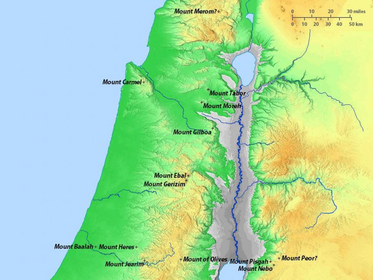 イスラエルの山の地図