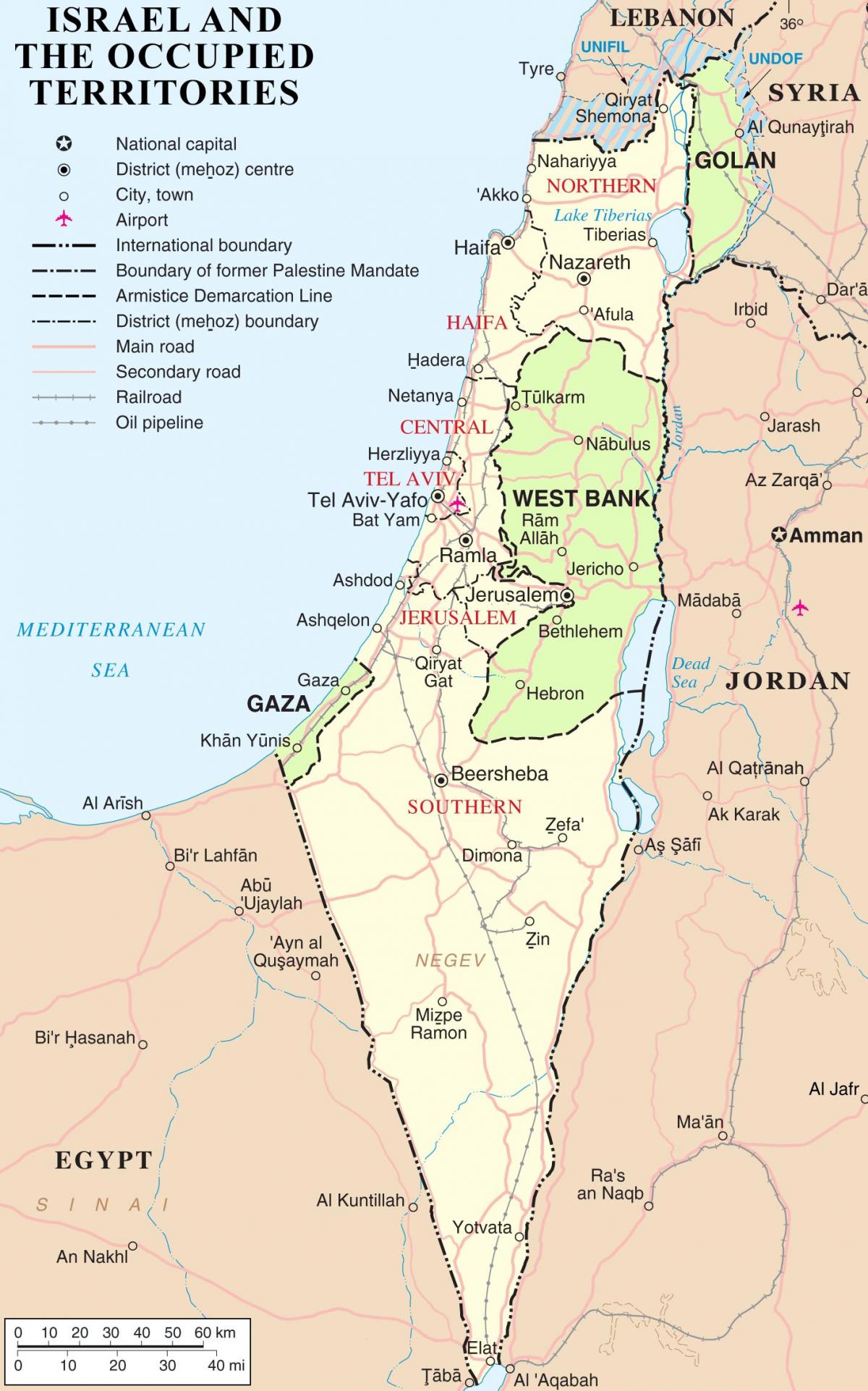 イスラエルの国の地図